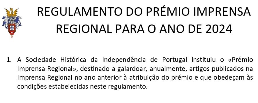 REGULAMENTO DO PRÉMIO IMPRENSA REGIONAL PARA O ANO DE 2024